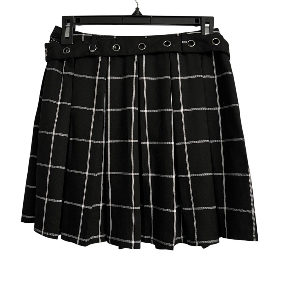 90’s Y2K Grunge Whimsigoth Pleated Hot Topic Black White Mini Skirt Size Small - Picture 4 of 6